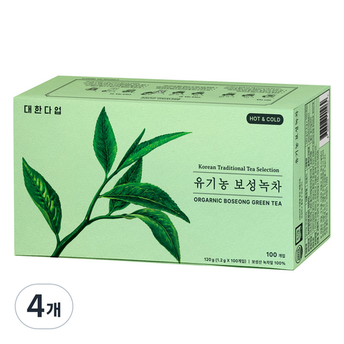 대한다업 유기농 보성녹차, 1.2g, 4개, 100개입