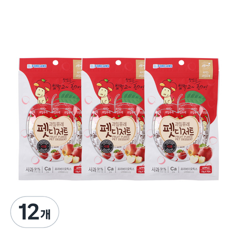 포켄스 강아지 과일퓨레 펫디저트, 사과, 105g, 12개