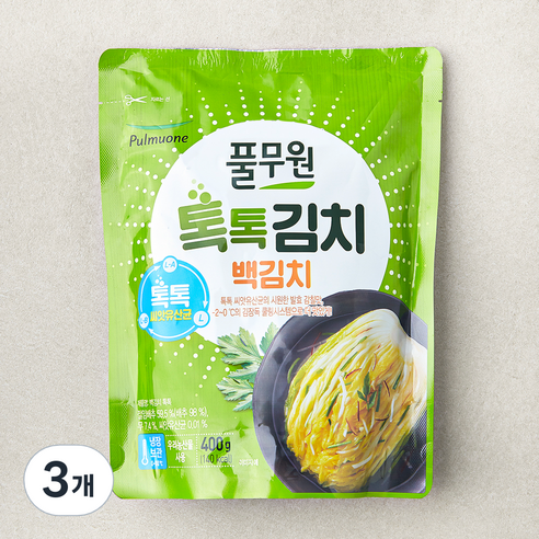 풀무원 톡톡 백김치, 400g, 3개