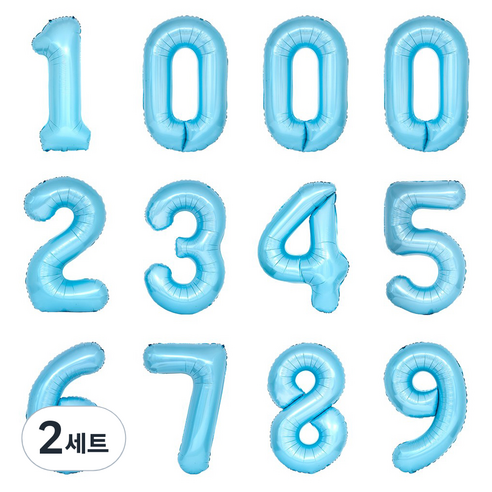 파티아일랜드 숫자 호일 풍선 12p 세트 80cm, 블루, 2세트