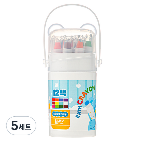 탐사 곰돌이 케이스 목욕놀이 욕실 크레용 펜, 12색, 5세트