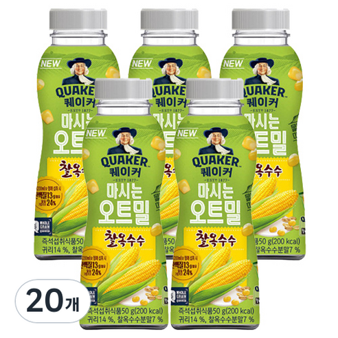 퀘이커 마시는 오트밀 찰옥수수, 50g, 20개