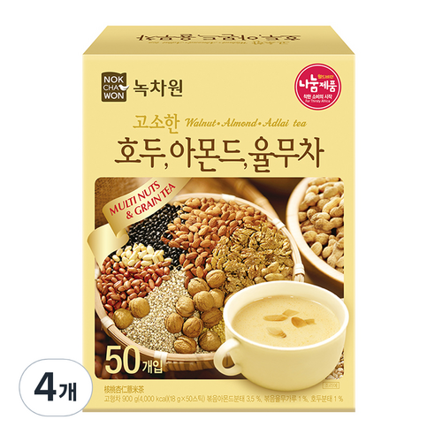 녹차원 고소한 호두아몬드율무차, 18g, 50개입, 4개