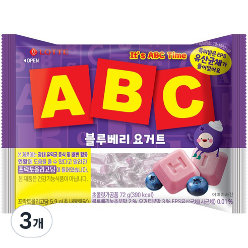 ABC 블루베리 요거트, 72g, 3개