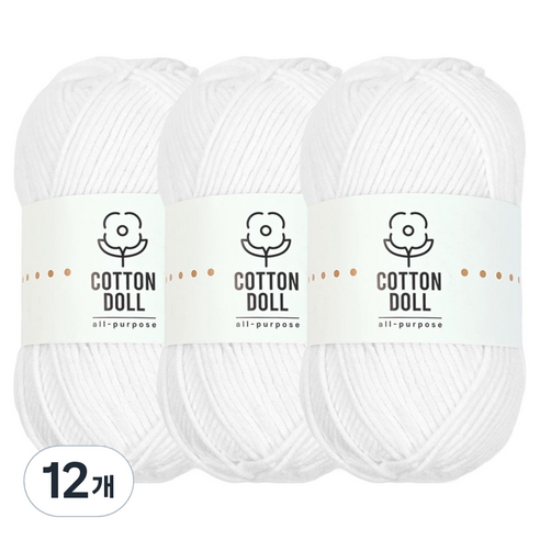 니뜨 코튼돌 뜨개실 50g, 12개, 1화이트