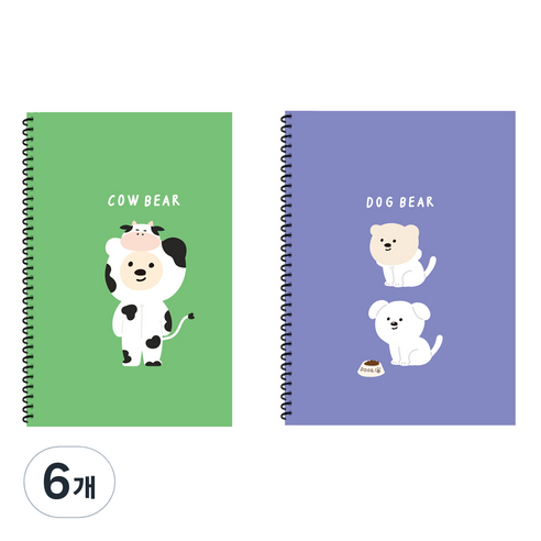 아트모아 곰 연습장 60매, 랜덤발송, 6개