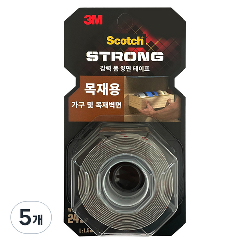 쓰리엠 스카치 강력 폼 양면 테이프 24mm x 1.5m WD215, 5개