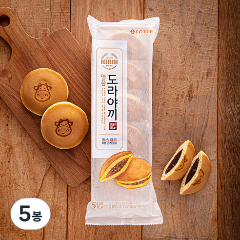 기린 도라야끼통단팥 빵 5입, 300g, 5봉
