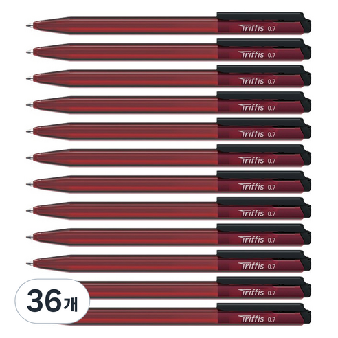 모나미 트리피스 볼펜 0.7mm, 적색, 36개