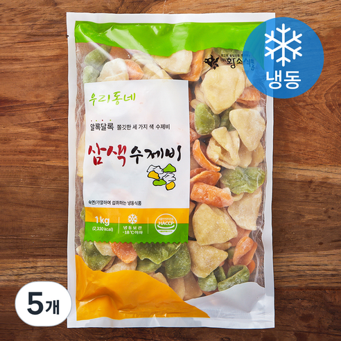 황소식품 우리동네 삼색수제비 (냉동), 1kg, 5개