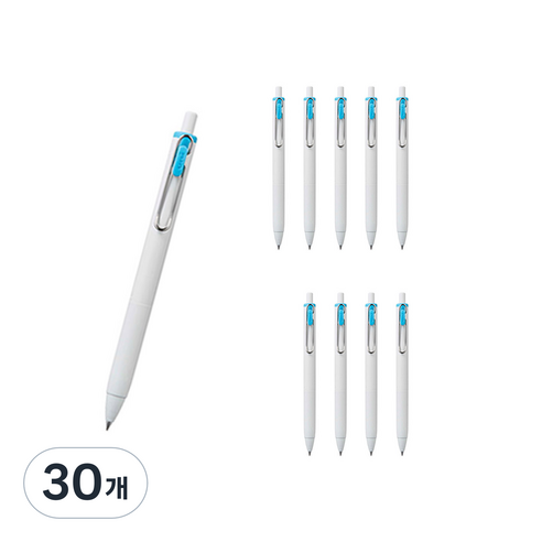 유니볼 원 중성 잉크펜 0.38mm, 라이트블루, 30개