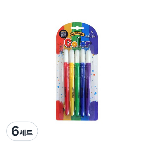 아티바바 칼라브러쉬 붓 5종, 혼합색상, 6세트