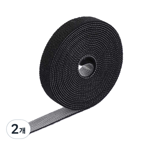 슬림 양면 찍찍이 케이블 정리 롤 블랙 20mm x 9.1m, 2개