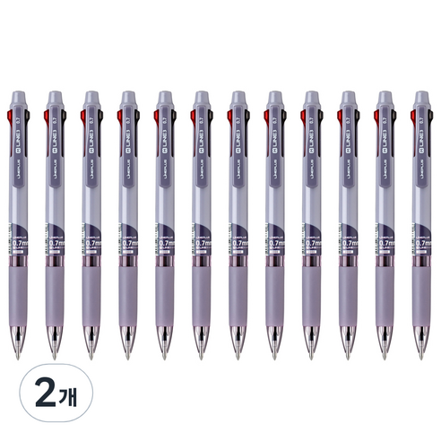 라인플러스 M3 3색볼펜 0.7mm 12p, 다크퍼플, 2개