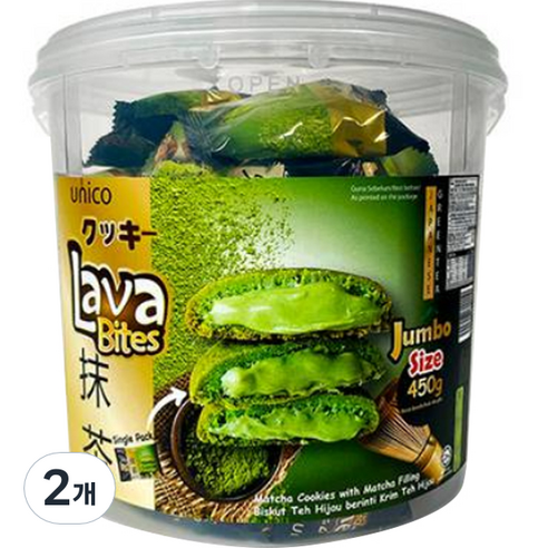 유니코 라바 바이츠 말차 쿠키, 450g, 2개