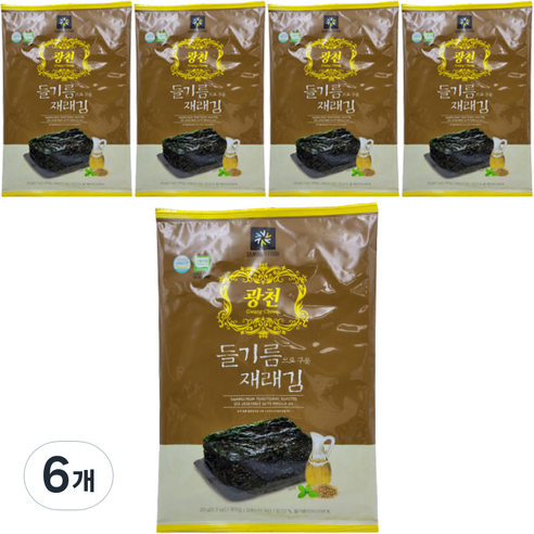 삼원 광천 들기름 전장김 5p, 100g, 6개