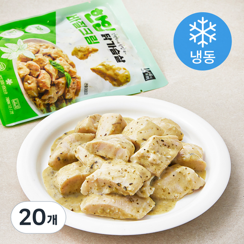 육식토끼 한입 닭가슴살 바질크림 (냉동), 100g, 20개