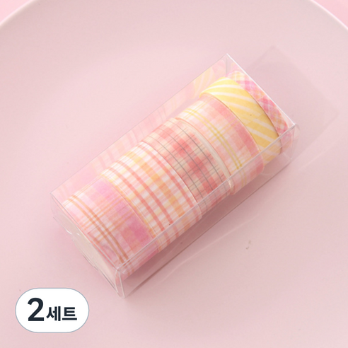 해피제이 다꾸 벽꾸미기 파스텔 체크 마스킹테이프 6종 세트, 2세트, 4 오렌지