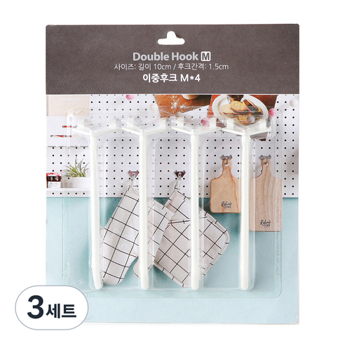 타공판닷컴 이중후크 M, 화이트, 3세트