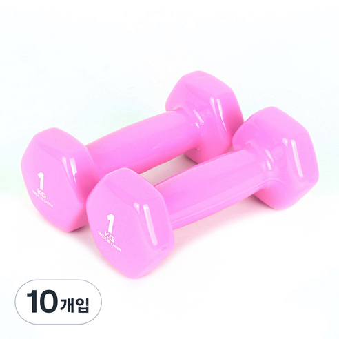 스포뱅크 PVC 칼라코팅 미용아령 1kg, 10개입, 핑크
