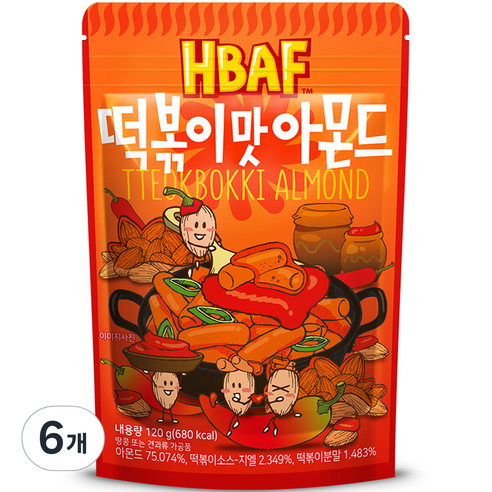 바프 떡볶이맛 아몬드, 6개, 120g
