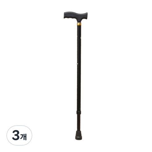 ARTcom 알루미늄 노인 지팡이 LV0050, 블랙, 3개