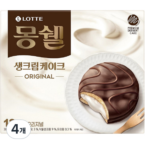 몽쉘 생크림케이크 오리지널, 384g, 4개