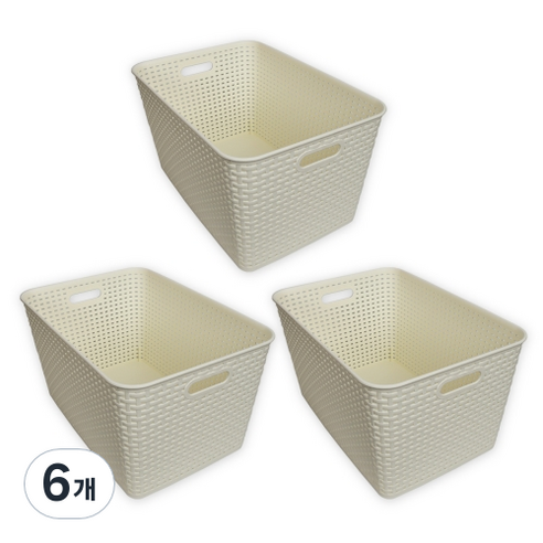 라탄 Y 바스켓 5호, 화이트, 6개