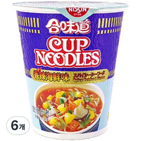 닛신 컵누들 스파이시 씨푸드맛 71g, 6개