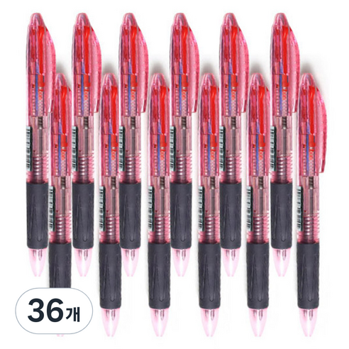 모닝글로리 슬립온 3색 볼펜 0.7 mm, 핑크, 36개