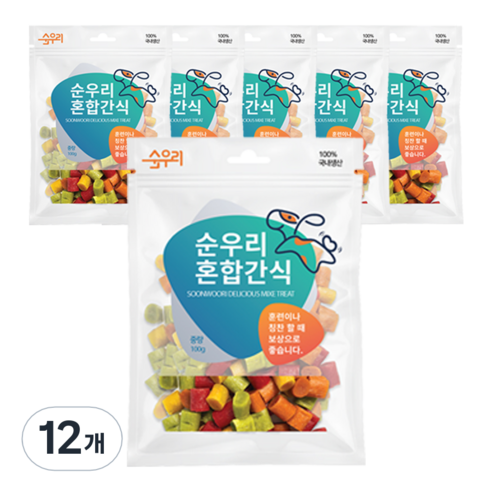 순우리 강아지 소프트 혼합 큐브 간식 100g, 닭고기, 12개