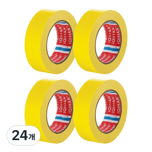 iQIHAN 다다 칼라 마스킹테이프 노랑 25 mm x 20 m, 24개
