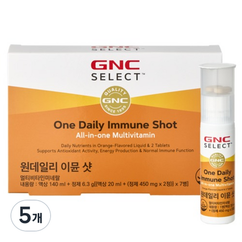 GNCSELECT 원데일리 이뮨샷 멀티비타민, 7회분, 5개