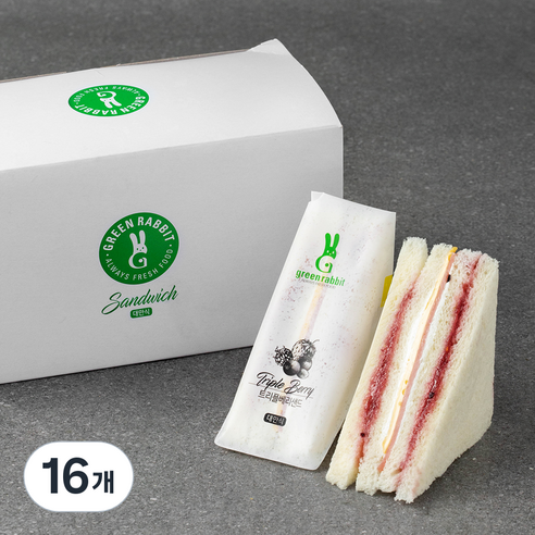 그린래빗 샌드위치 트리플베리, 70g, 16개