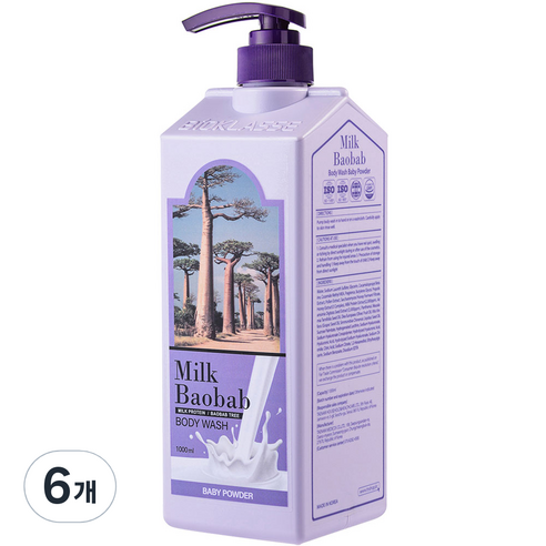 밀크바오밥 대용량 바디워시 베이비파우더향, 1000ml, 6개