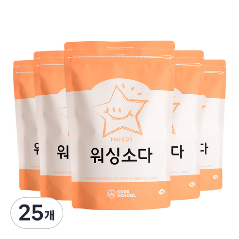 소다스쿨 워싱소다 분말세제 본품, 1kg, 25개