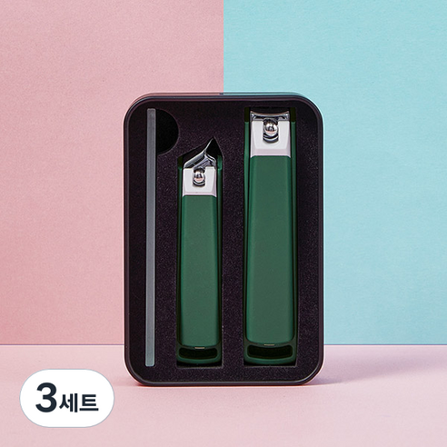 네일룸 컬러 손톱깎이 2종 + 네일샤이너 세트, 그린, 3세트