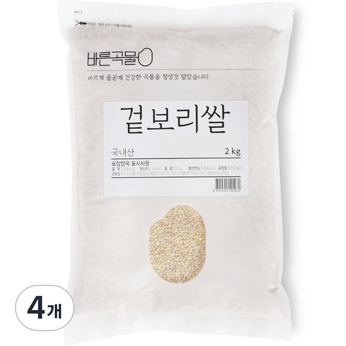 바른곡물 겉보리쌀, 2kg, 4개