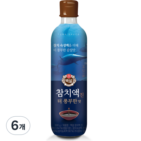 백설 참치액 진 더 풍부한맛, 500g, 6개
