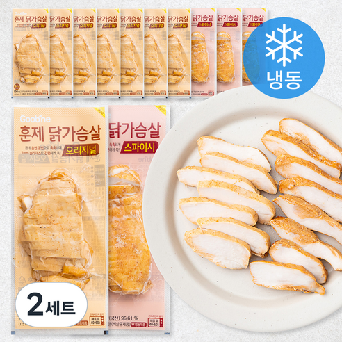 굽네 훈제 닭가슴살 슬라이스 오리지널 8팩 + 스파이시 4팩 세트 (냉동), 100g, 1개입, 24개