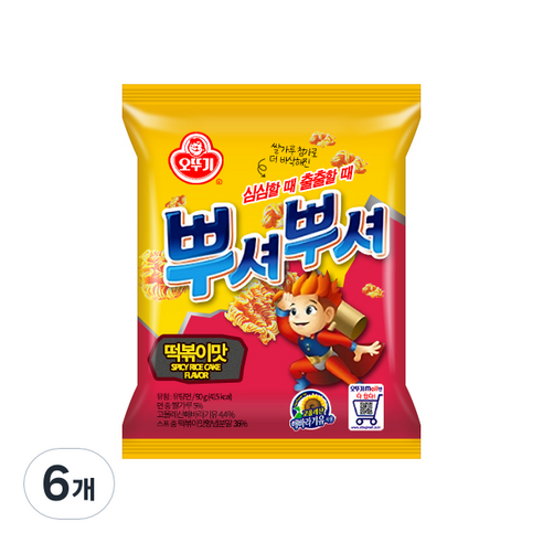 오뚜기 뿌셔뿌셔 떡볶이맛, 90g, 6개