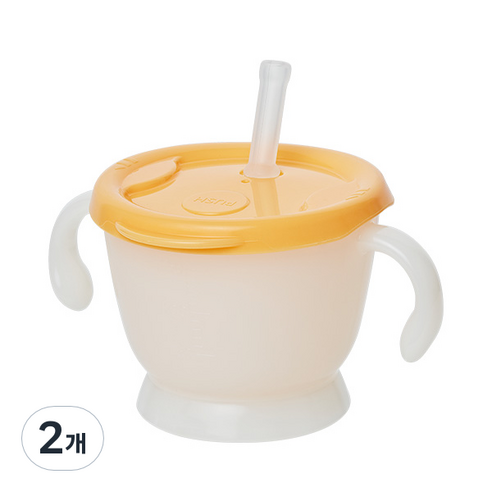 스카카 아동용 첫걸음 트레이닝 스트로우 머그, 오렌지, 2개