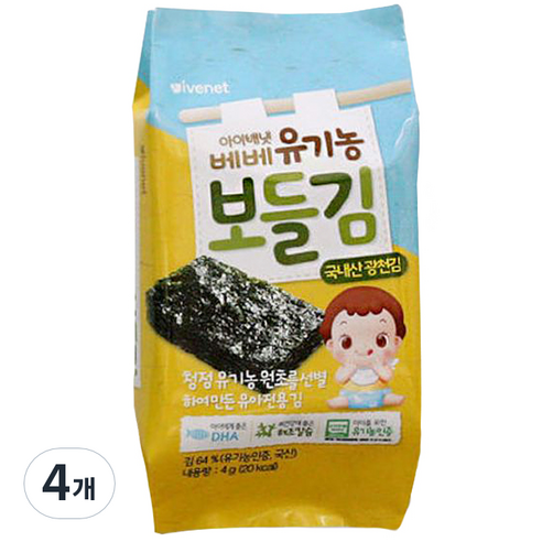 아이배냇 베베 유기농 보들김 4개입, 김, 4g, 4개