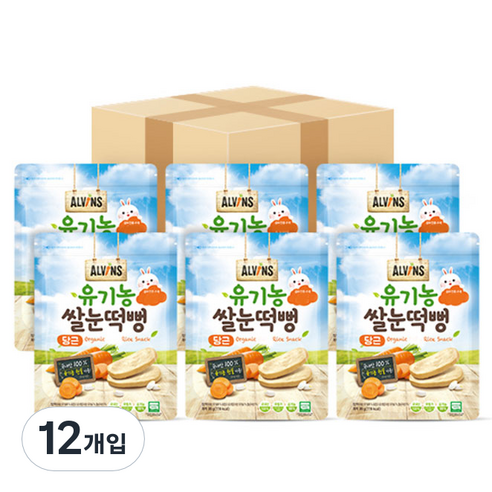 엘빈즈 유기농 쌀눈떡뻥, 당근, 30g, 12개