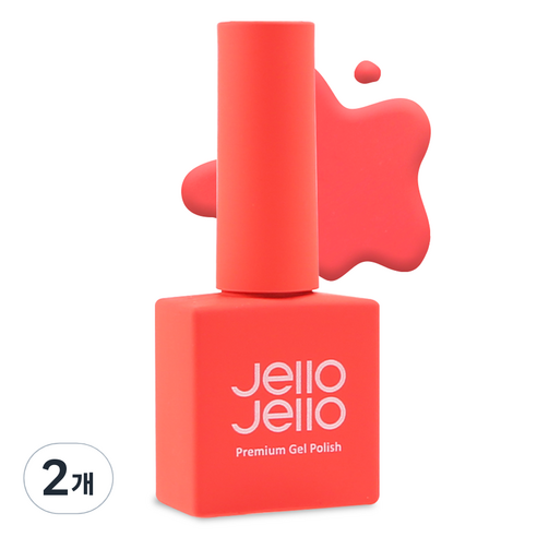 젤로젤로 프리미엄 네온 컬러 젤 폴리쉬, 블레이징코랄, 10ml, 2개