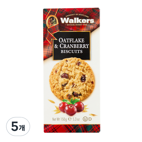워커스 오트 & 크랜베리 비스킷, 150g, 5개