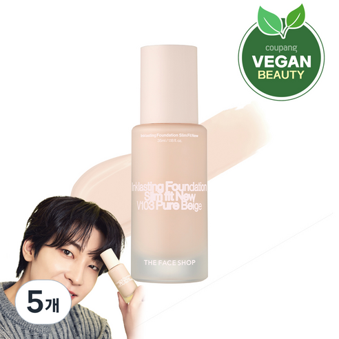 더페이스샵 잉크래스팅 파운데이션 슬림핏 뉴 35ml, V103, 5개
