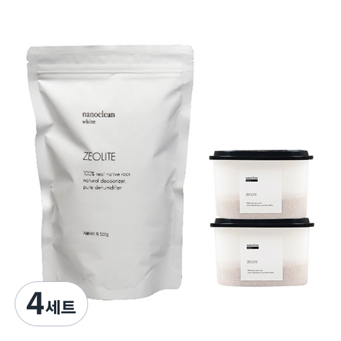 나노클린화이트 제올라이트 탈취제 500g + 용기 2p, 4세트
