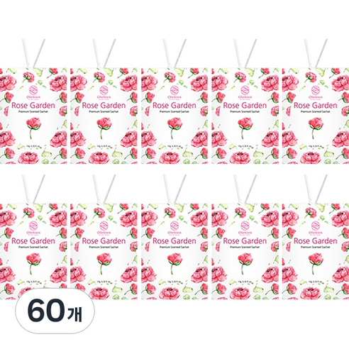 올레비엔 옷장 사쉐 종이방향제 본품 로즈가든 향, 60개, 10g, 꽃향