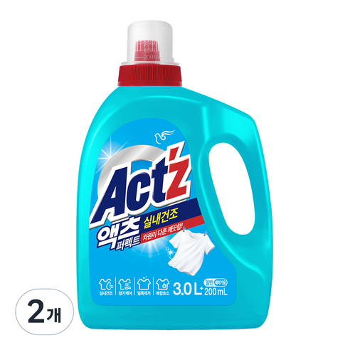 액츠 퍼펙트 실내건조 세탁세제 일반, 3.2L, 2개